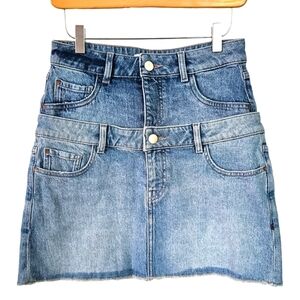 Warp + Weft HAV layered denim‎ mini skirt